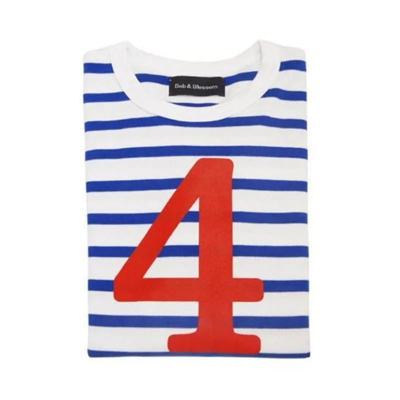 Bob & Blossom: Französisches Blau & Cremeweiß Gestreiftes T-Shirt Nummer 4