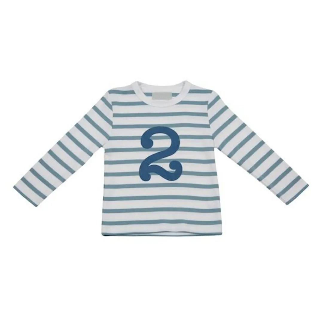 Bob & Blossom: Ozeanblau & Weiß Breton Gestreiftes Blaues T-Shirt Nummer 2