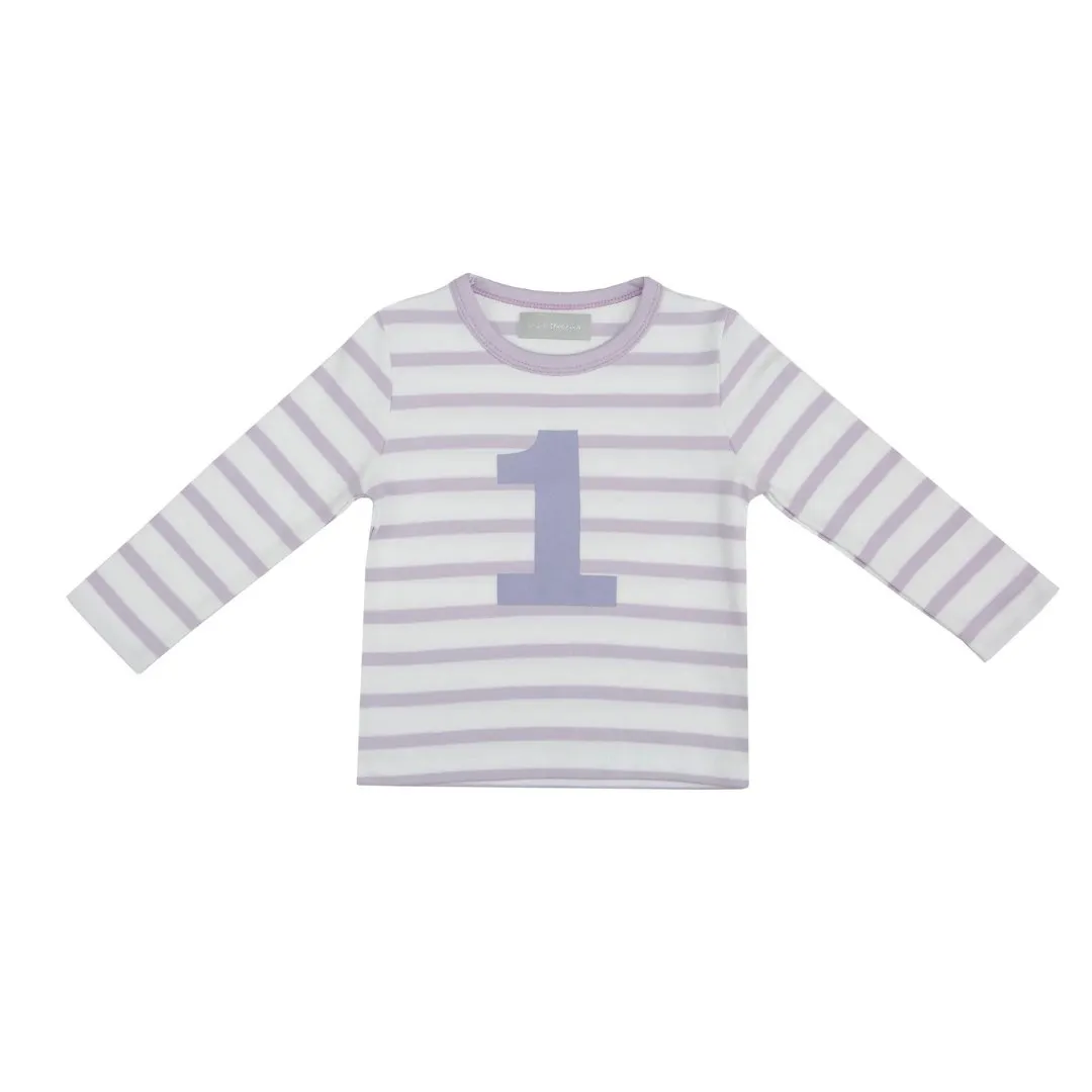 Bob & Blossom: Parma Violett & Weiß Breton Gestreiftes Nummer 1 T-Shirt