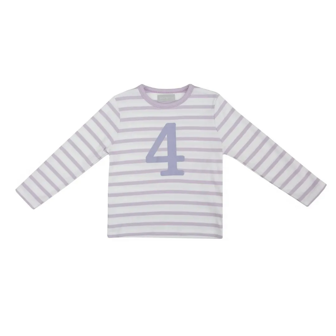 Bob & Blossom: Parma Violett & Weiß Breton Gestreiftes T-Shirt Nummer 4