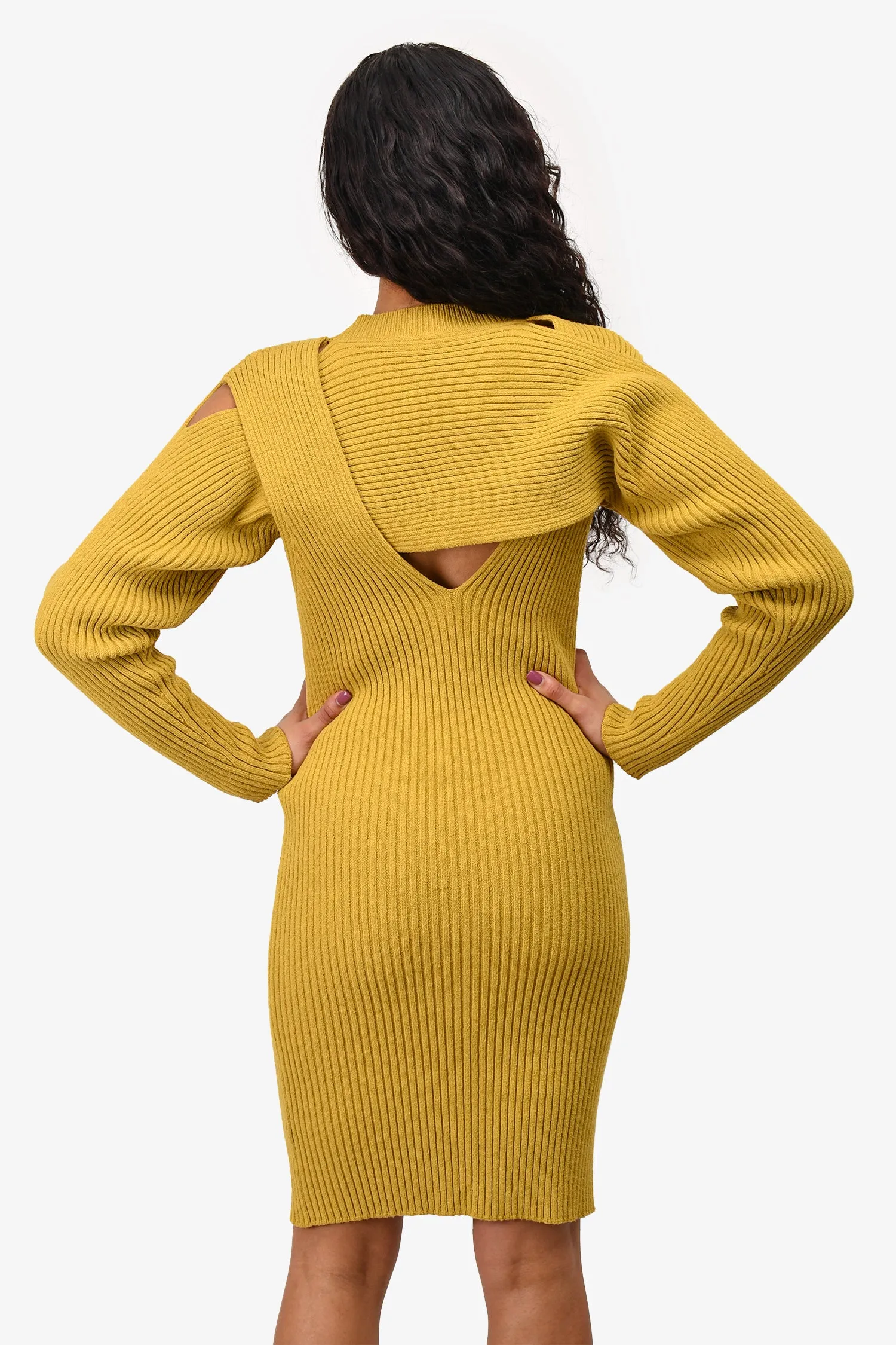 Bottega Veneta 2020 Pre-Fall Grün Gestricktes Kleid mit Ausschnitt-Detail in Größe S