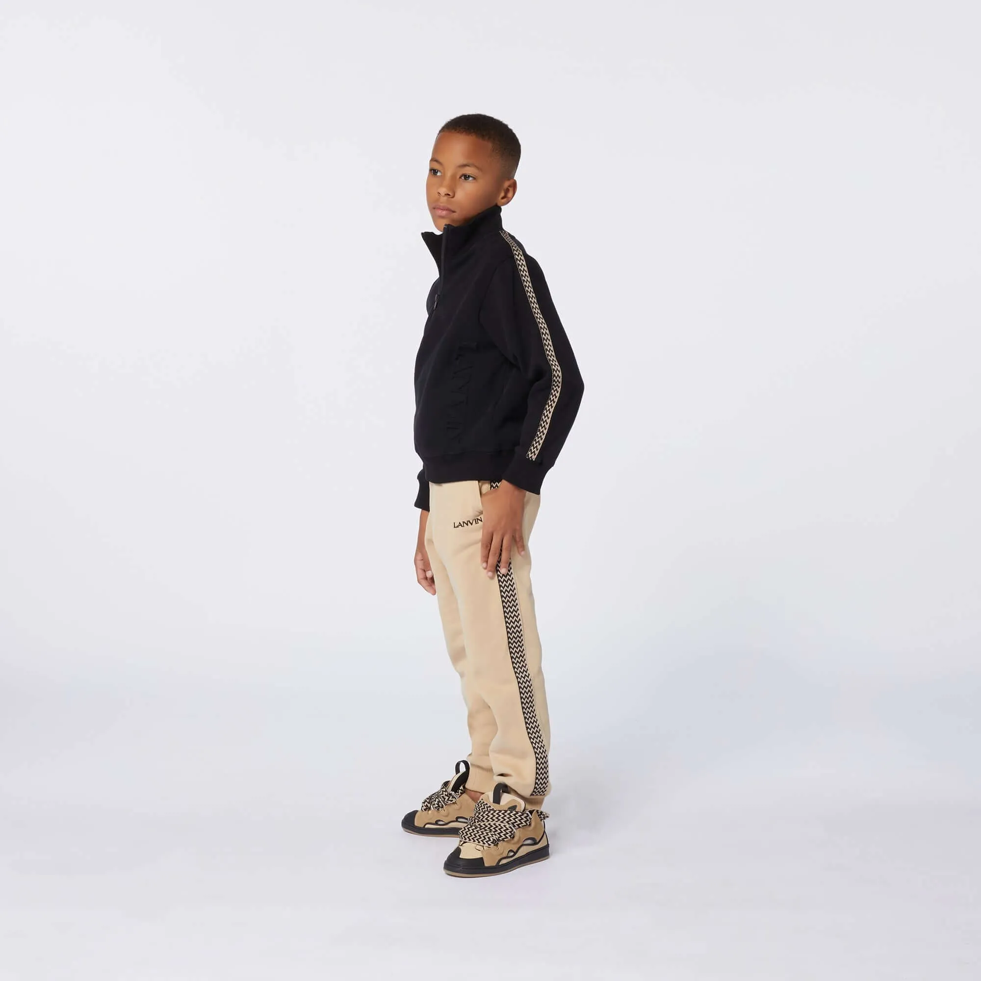 Jungen Beige Curb Logo Jogginghosen