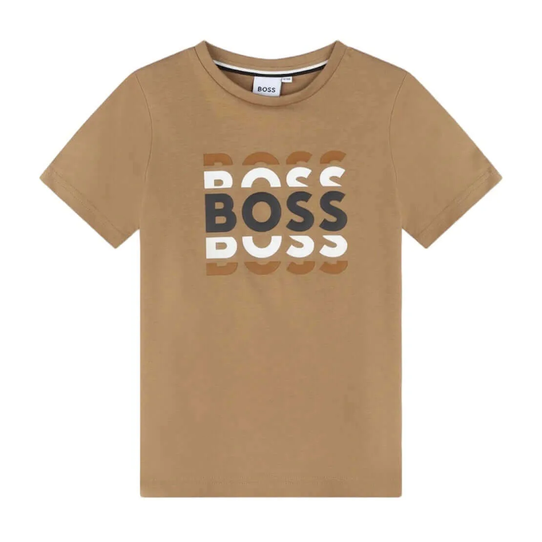 Jungen Beige Logo Kurzarm T-Shirt