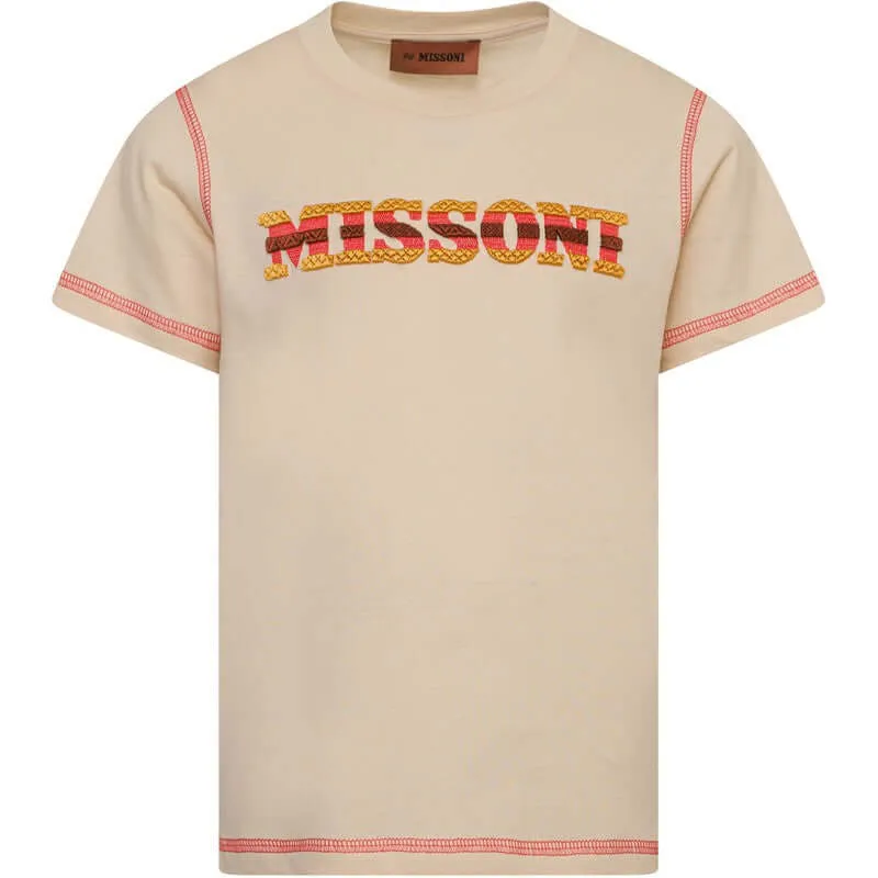 Jungen Beige Logo T-Shirt