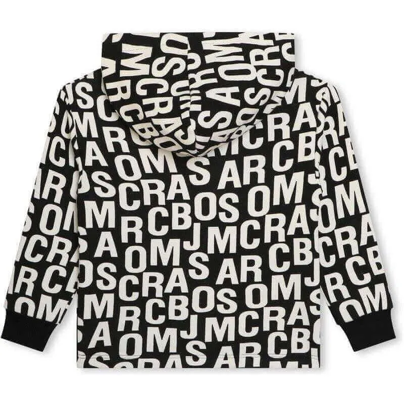 Jungen Schwarz & Weiß Durcheinander Logo Hoodie