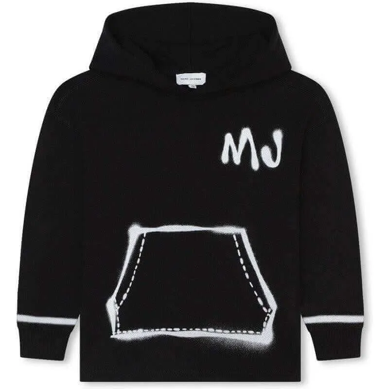 Jungen Schwarz & Weiß Sprühfarbe Kapuzenpullover
