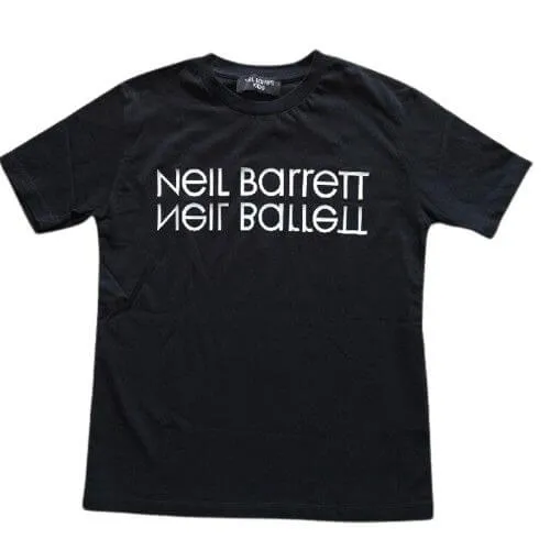 Jungen Schwarzes Baumwoll-Logo T-Shirt