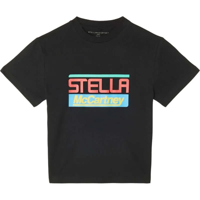 Jungen Schwarzes Baumwoll-Logo T-Shirt