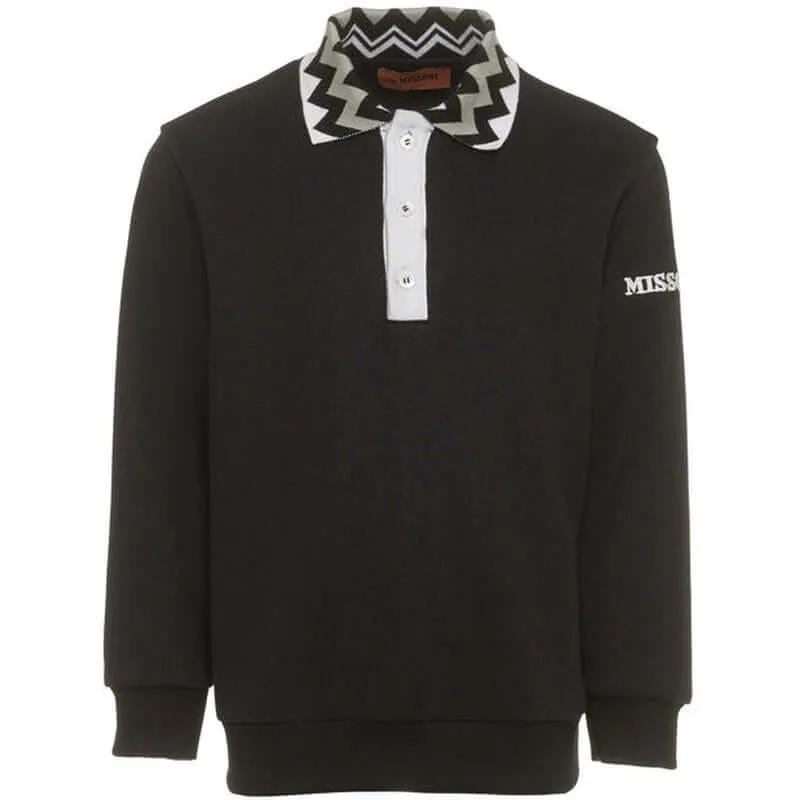 Jungen Schwarz Baumwolle Polo Sweatshirt