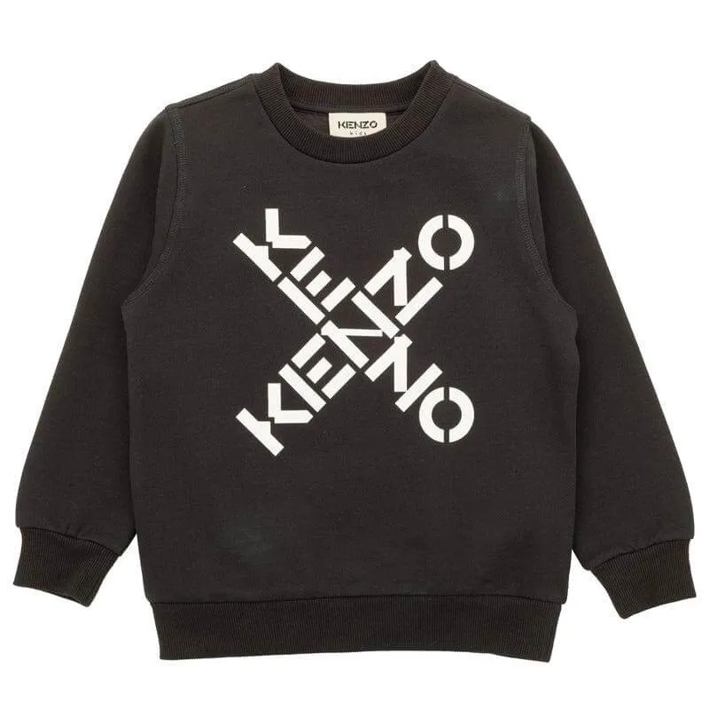 Jungen Schwarz Kreuz Logo Sweatshirt