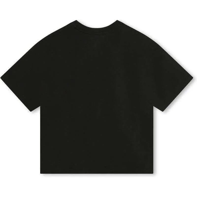 Jungen Graffiti-Logo Kurzarm T-Shirt in Schwarz