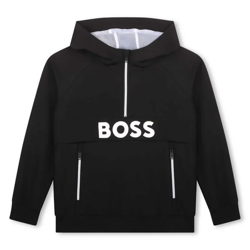 Jungen Schwarz Halbzip-Pullover
