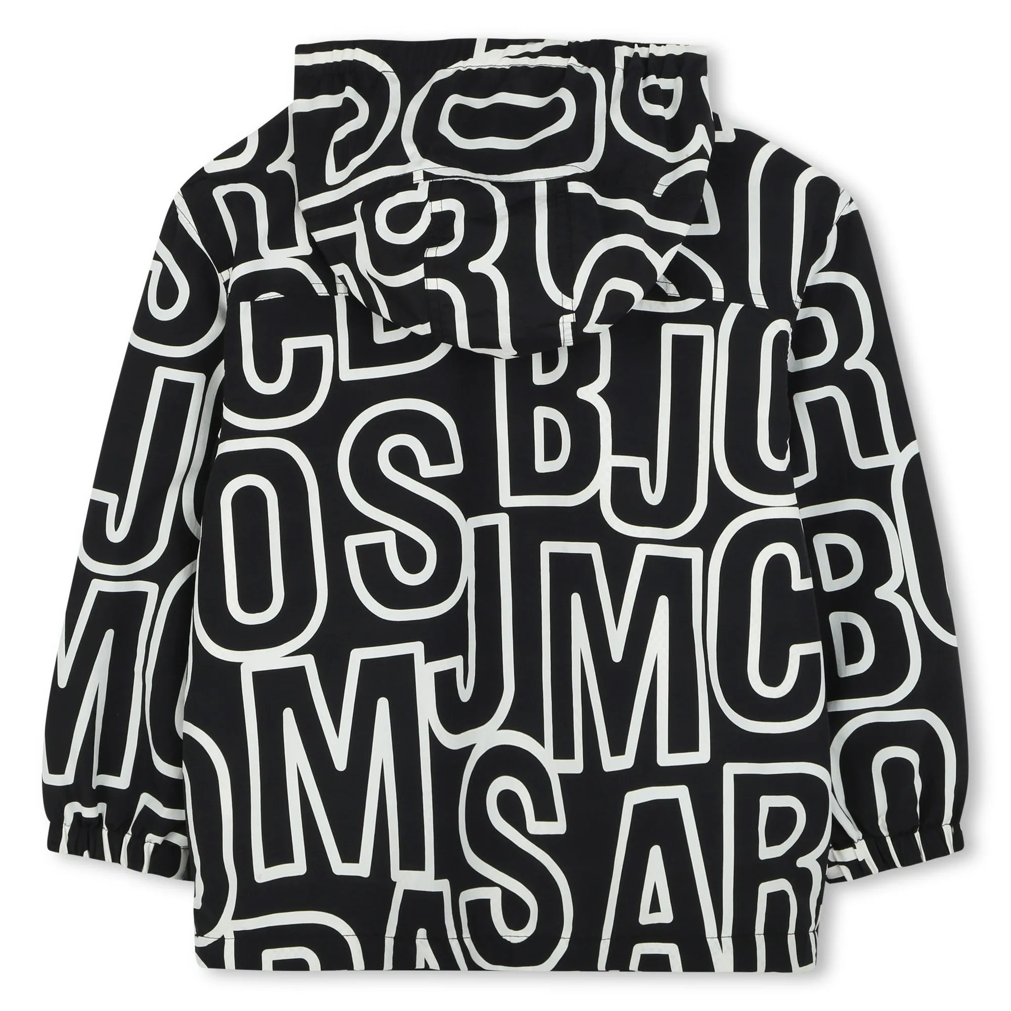 Jungen Schwarze Kapuzen-Logo-Windjacke