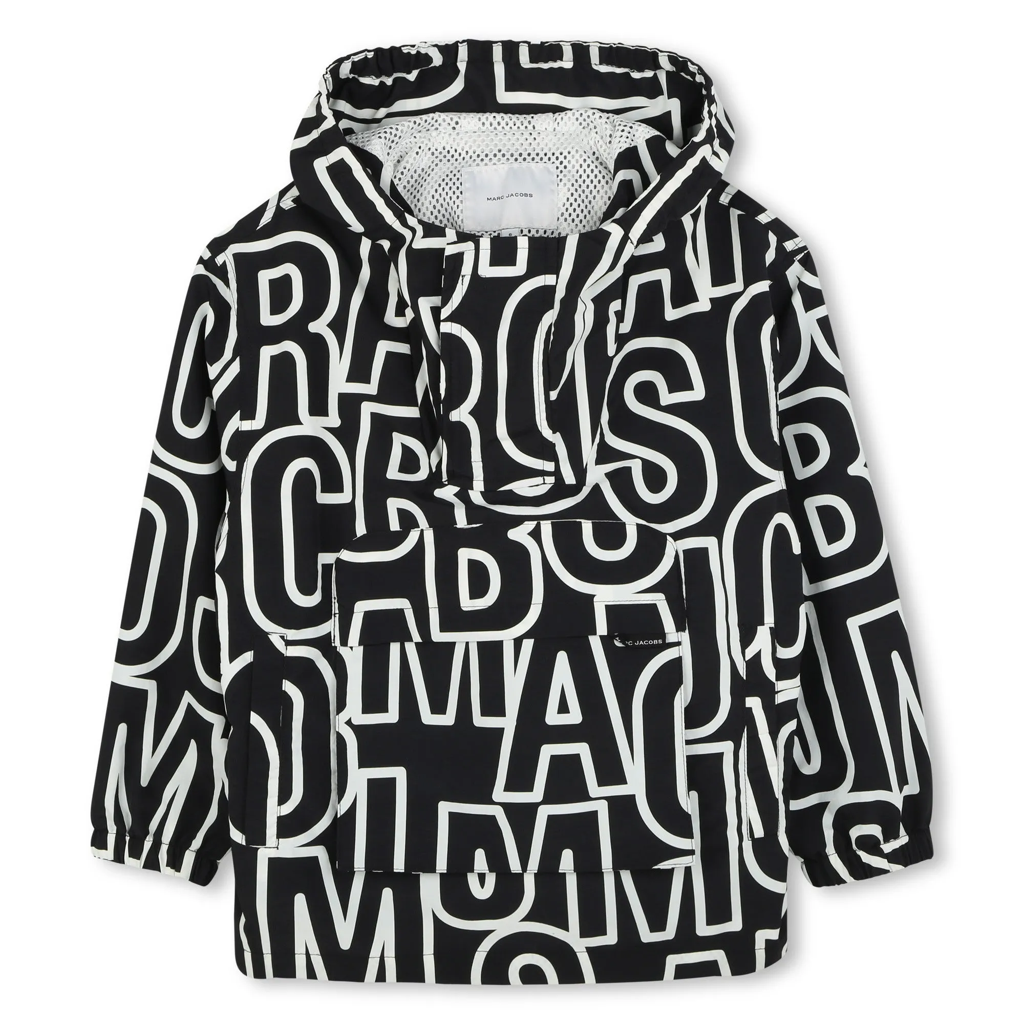 Jungen Schwarze Kapuzen-Logo-Windjacke