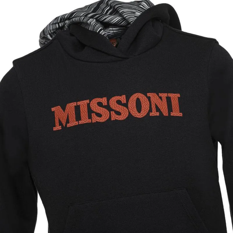 Jungen Schwarzes Logo Hoody