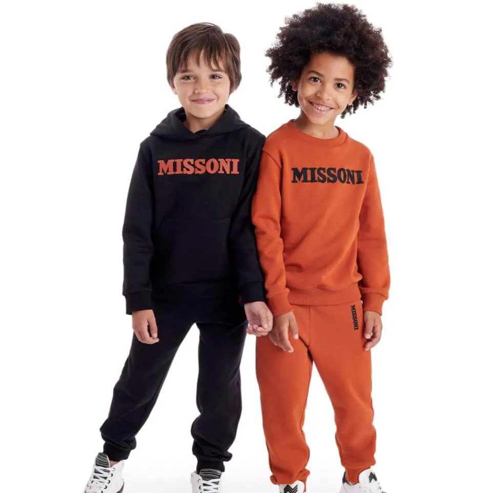 Jungen Schwarzes Logo Hoody