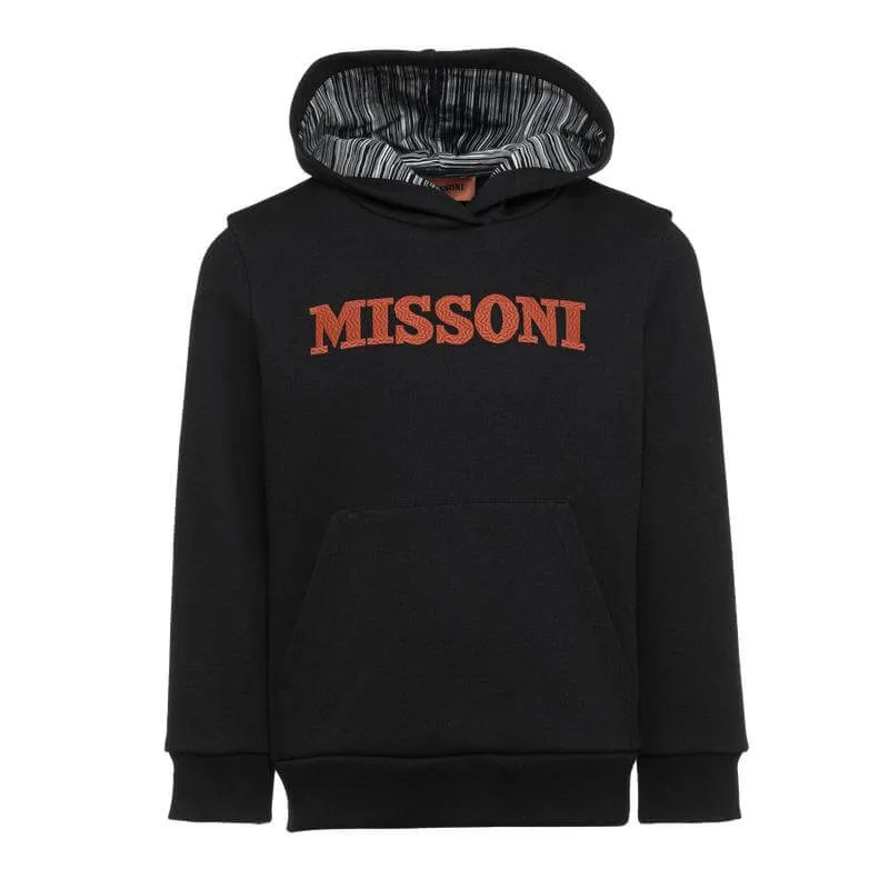 Jungen Schwarzes Logo Hoody