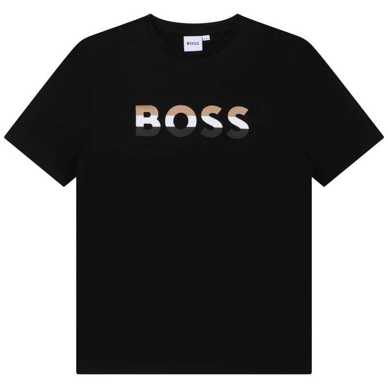 Jungen Schwarzes Logo T-Shirt