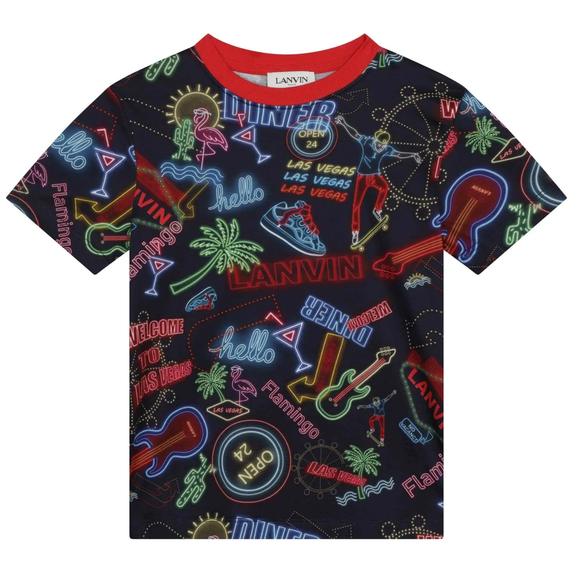 Jungen Schwarz Neon Druck T-Shirt