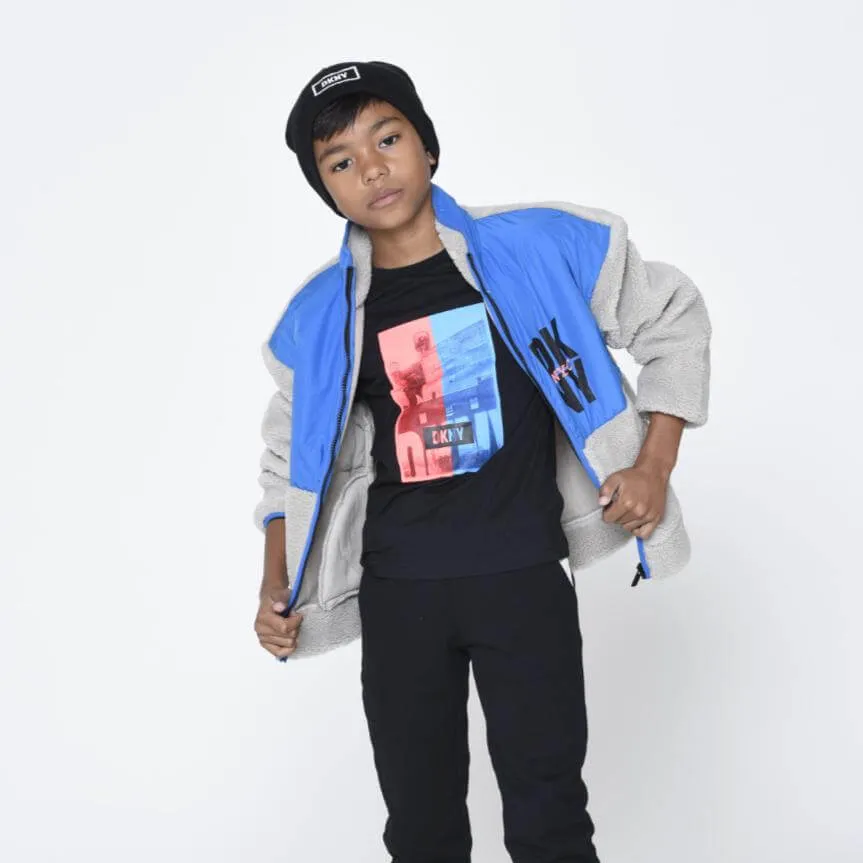 Jungen Schwarz Bedrucktes Langarm T-Shirt