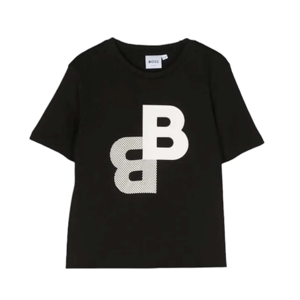 Jungen Schwarzes Kurzarm T-Shirt