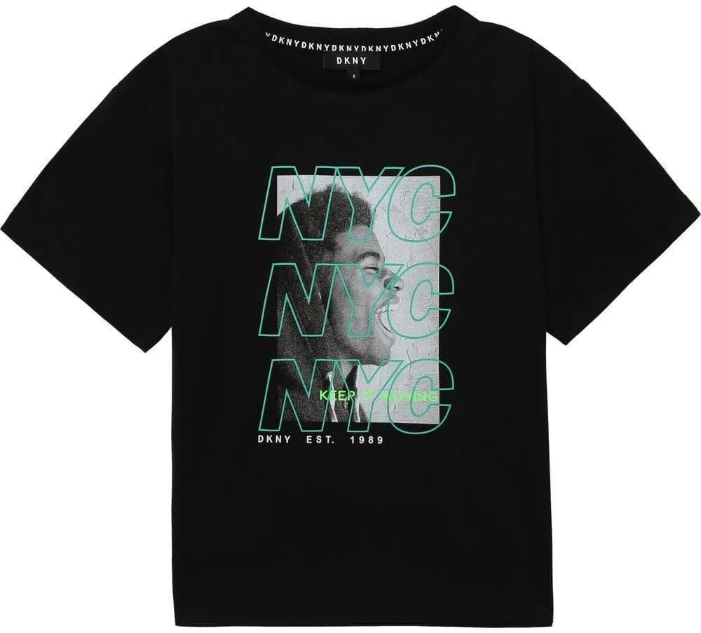 Jungen Schwarzes Kurzarm T-Shirt