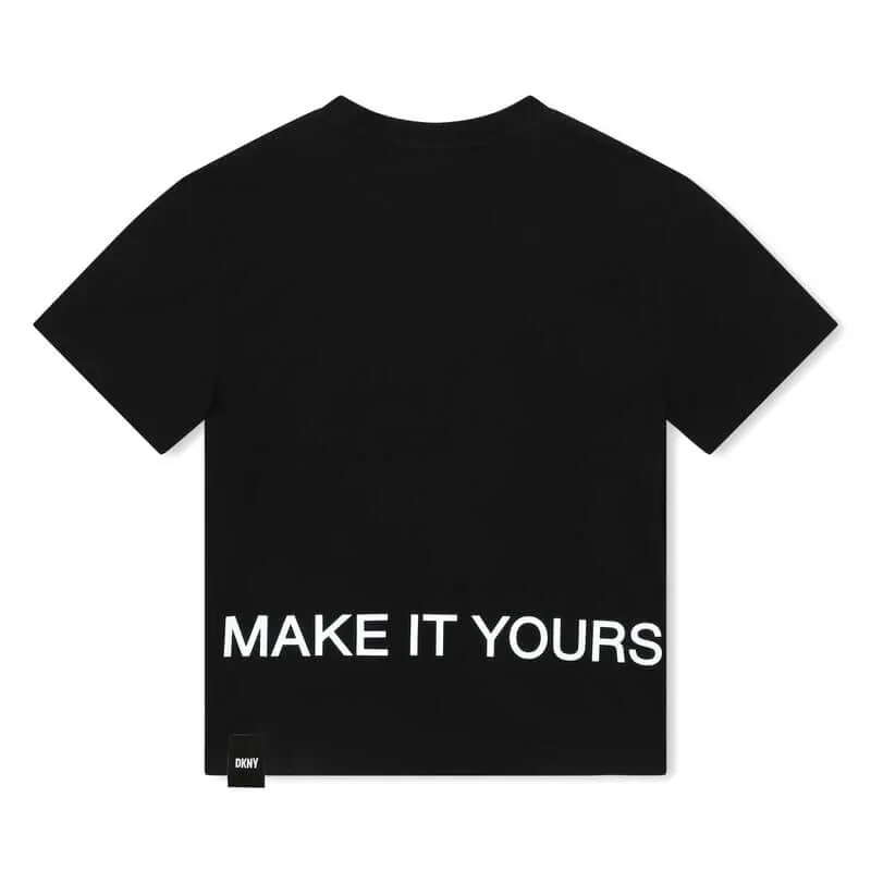 Jungen Schwarzes Kurzarm T-Shirt