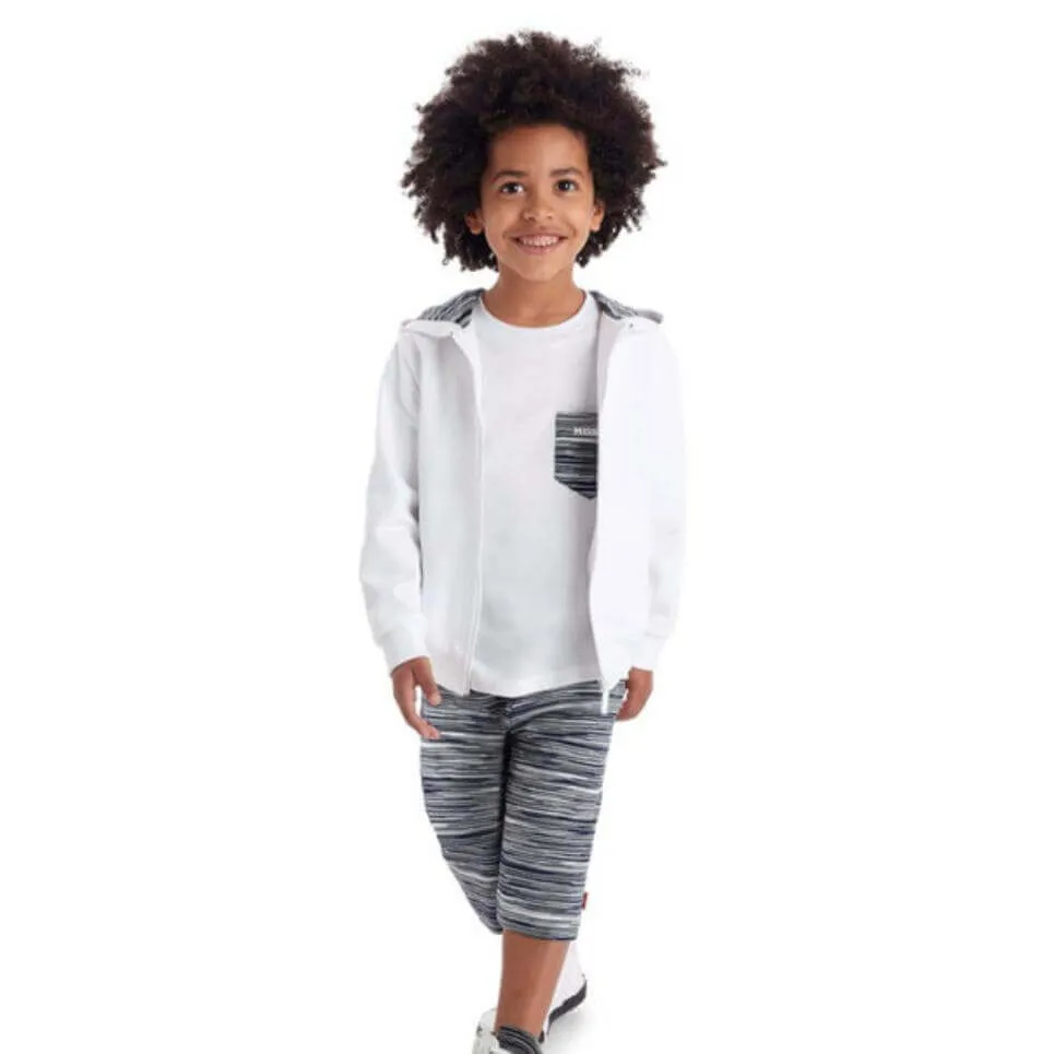 Jungen Schwarz Gestreiftes Jersey Short