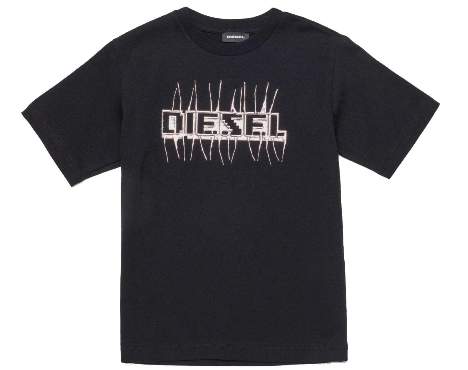 Jungen Schwarzes T-Shirt Mit metallischem Diesel-Aufdruck