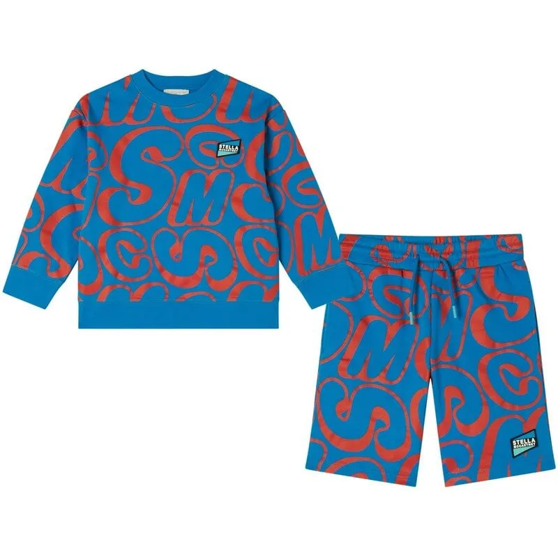 Jungen Blaue All-Over-Print Kurzarm-Set