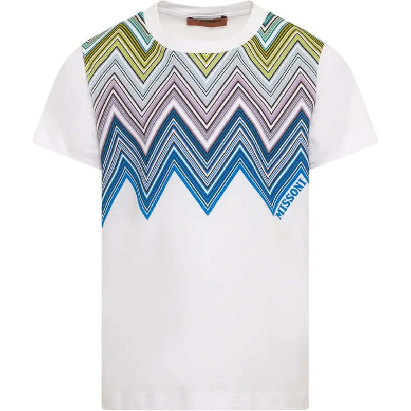 Jungen T-Shirt mit blauem und grünem Zickzack-Muster