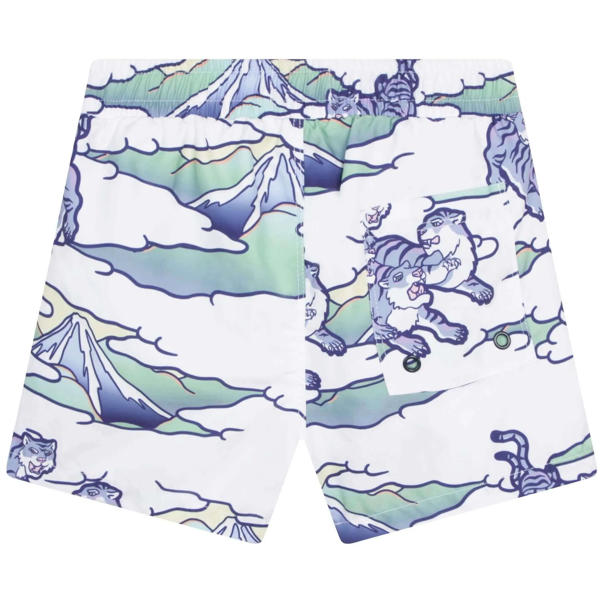 Jungen Badehorts mit blau-weißem Tiger-Logo