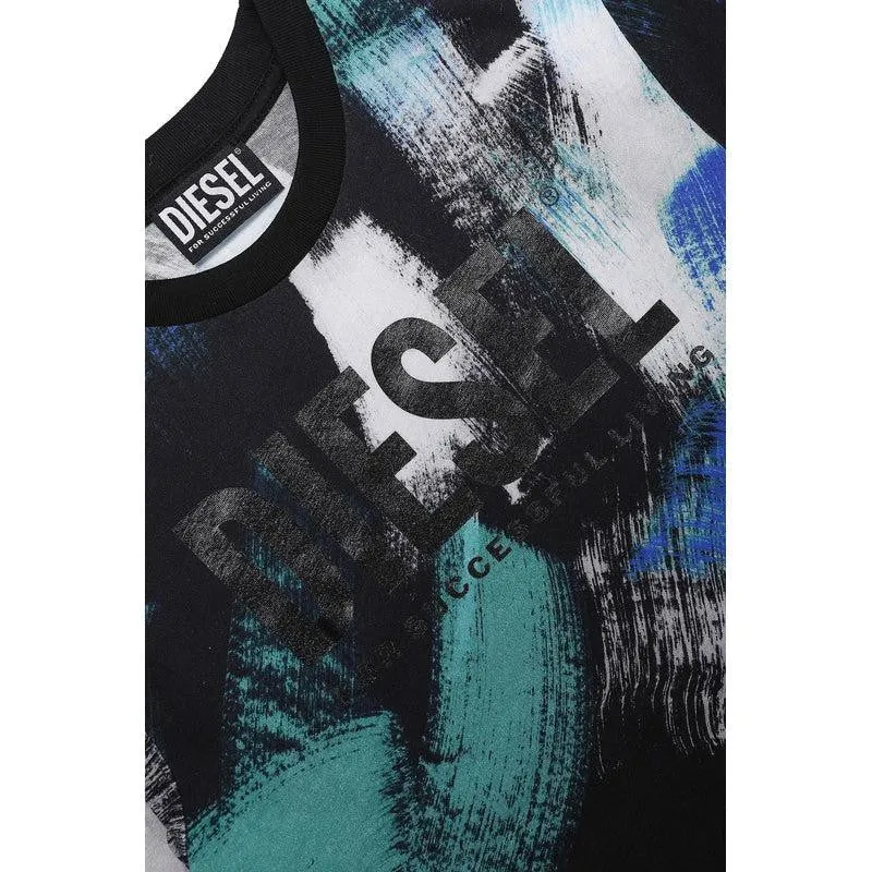 Jungen T-Shirt mit blauen Pinselstrichen