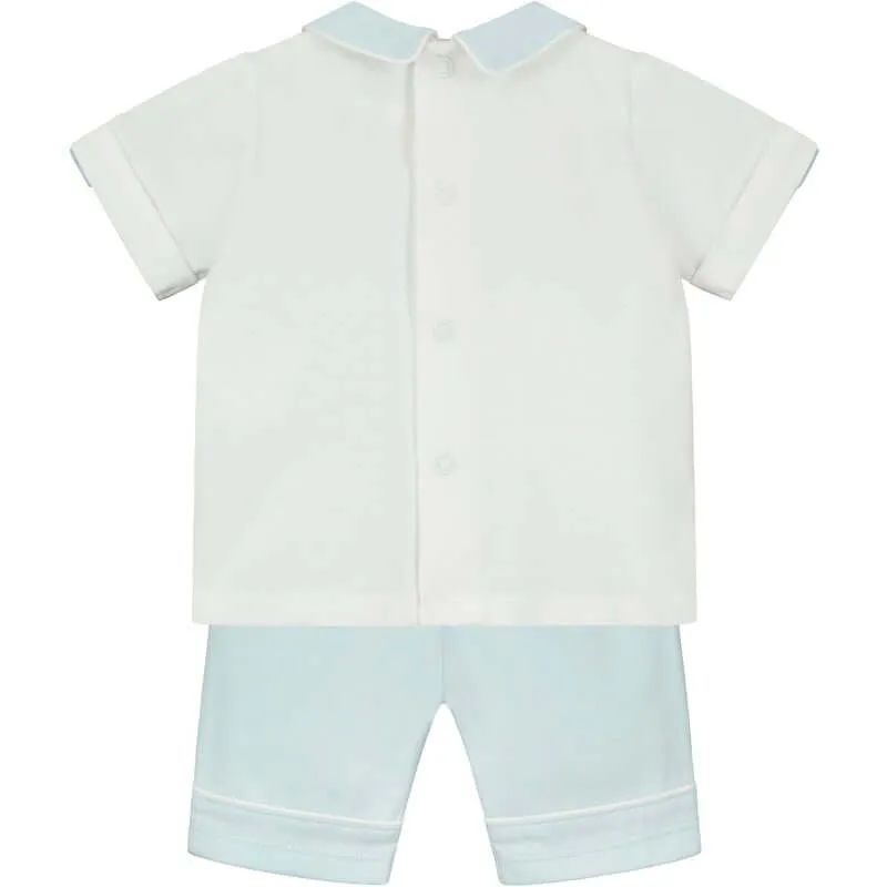 Jungen Baumwoll-Shorts-Set mit Pferdeprint in Blau