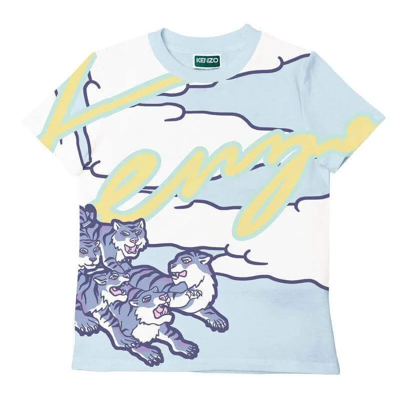 Jungen Blaues Baumwoll-Logo T-Shirt