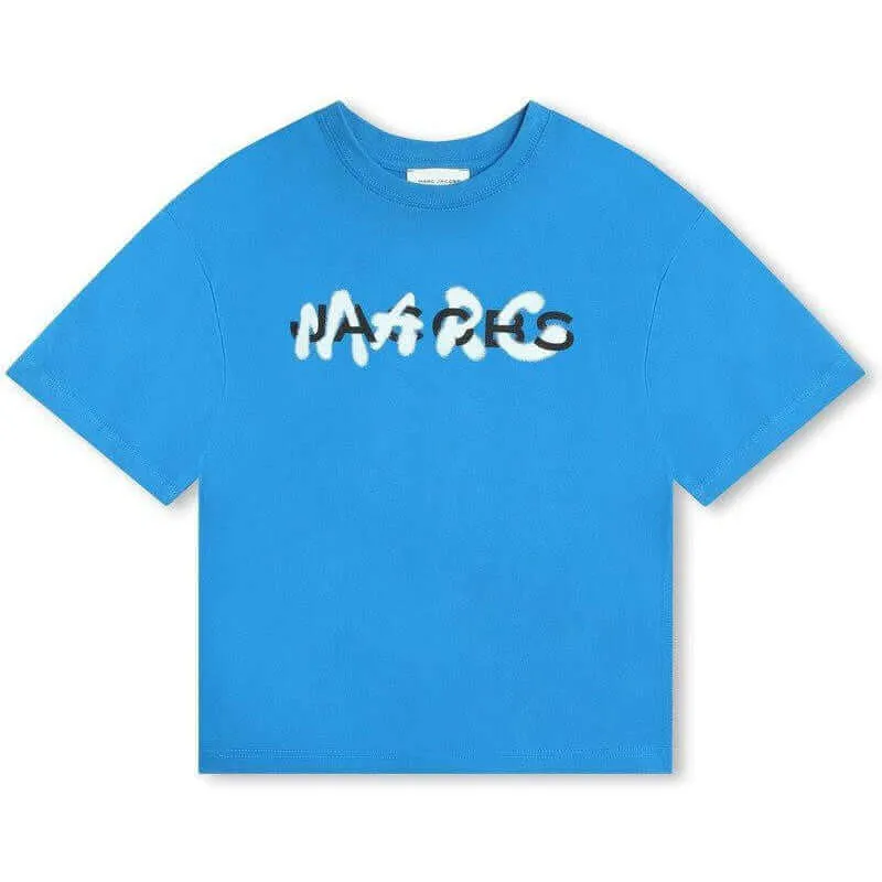 Jungen Graffiti-Logo T-Shirt mit kurzen Ärmeln in Blau