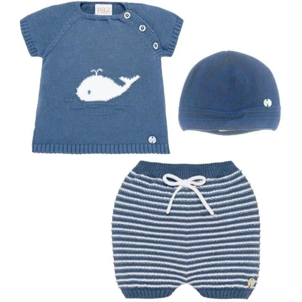 Jungen Blau Strick Kurzarm-Set
