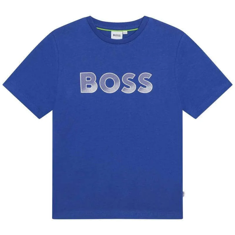 Jungen Blaues Logo Kurzarm T-Shirt