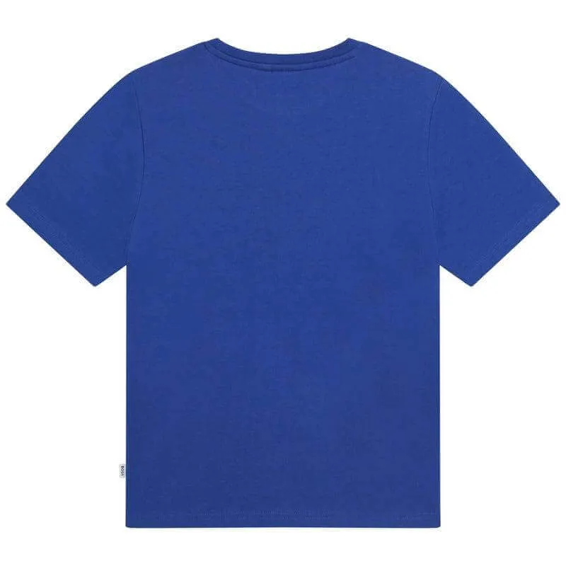 Jungen Blaues Logo Kurzarm T-Shirt
