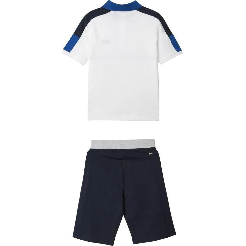 Jungen Blaues Polo-Shirt & Shorts Set