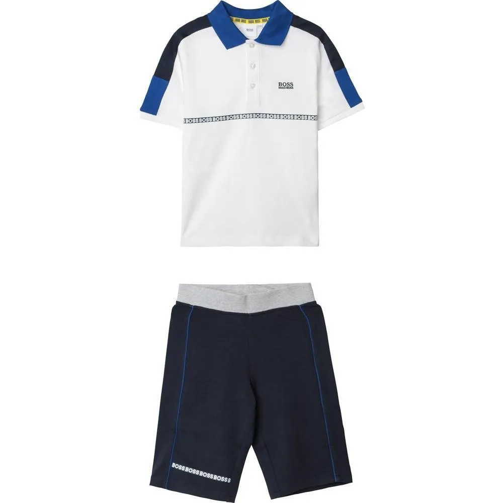 Jungen Blaues Polo-Shirt & Shorts Set