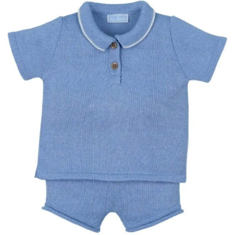 Jungen Blaues Polohemd Shorts Set