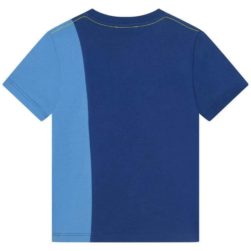 Jungen Blaues Vertikales Logo T-Shirt