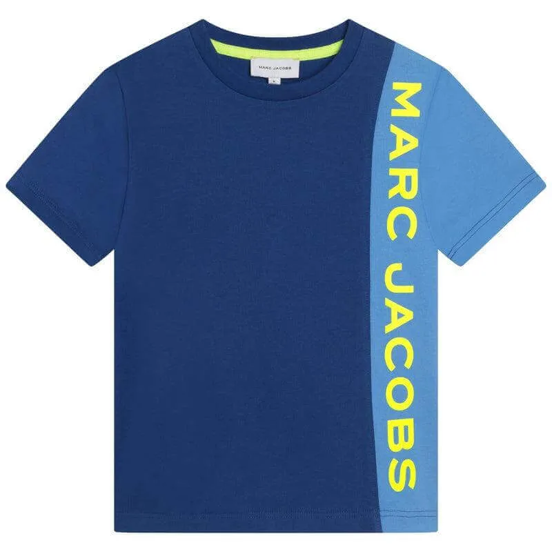 Jungen Blaues Vertikales Logo T-Shirt