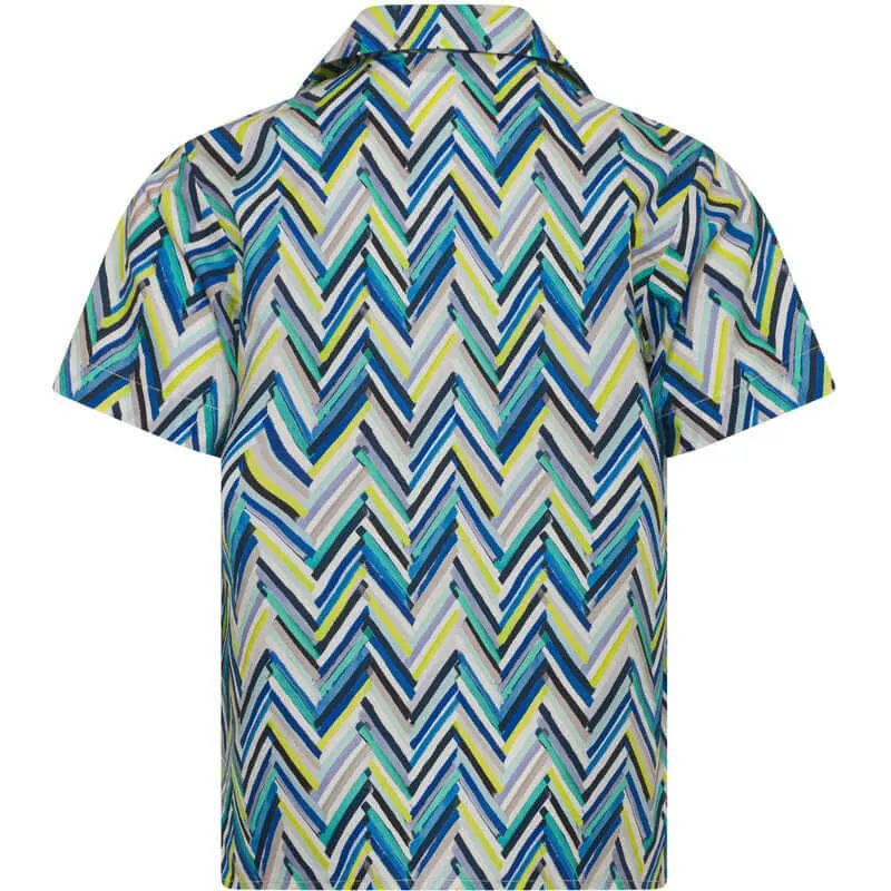 Jungen Blau Zickzack Baumwollhemd