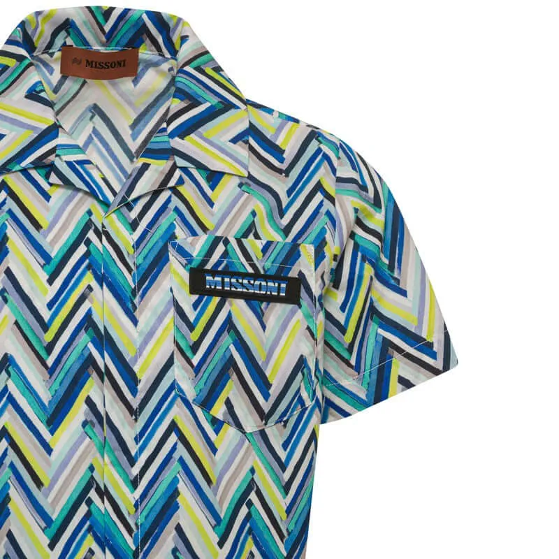 Jungen Blau Zickzack Baumwollhemd