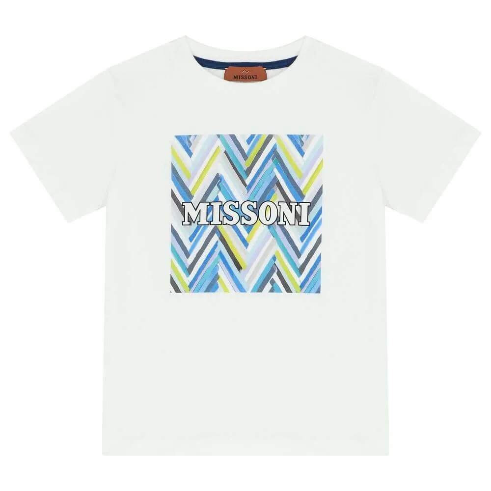 Jungen T-Shirt mit blauem Zickzack-Druck