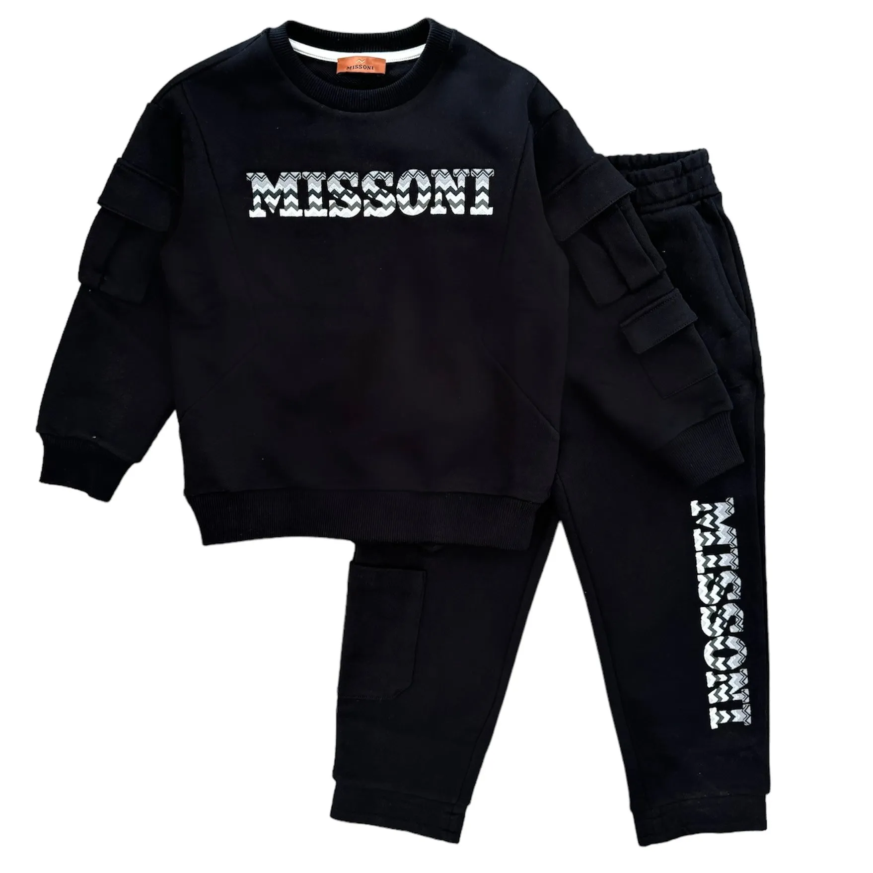 Jungen Baumwolle Schwarz Fleece Tracksuit