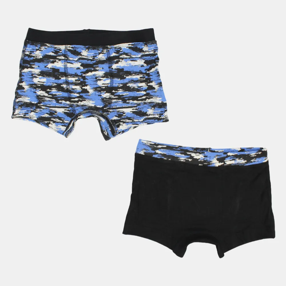 Baumwoll-Boxershorts für Jungen – Schwarz & Blau (2er Pack)