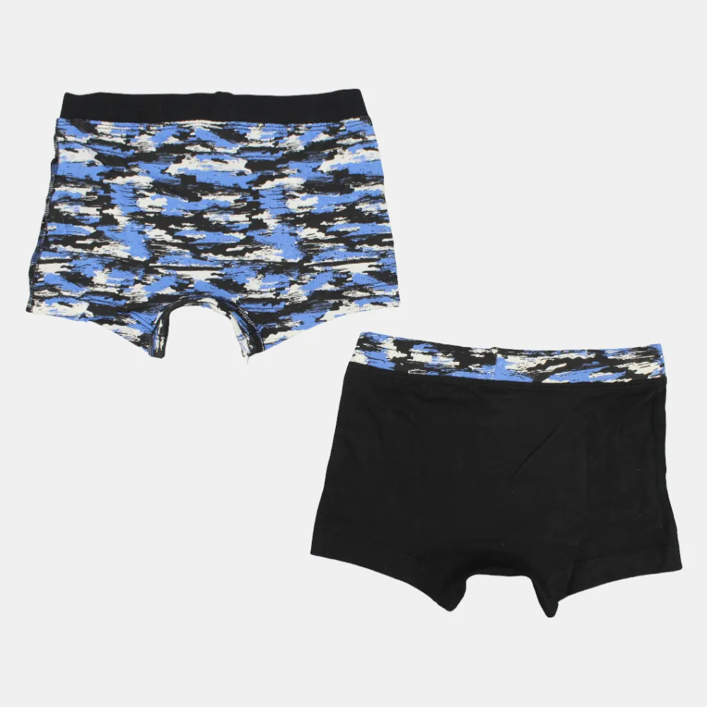 Baumwoll-Boxershorts für Jungen – Schwarz & Blau (2er Pack)